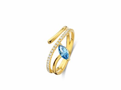 Naiomy Silver | Bague | Plaqué Or | Oxyde de Zirconium | Bleu | N5F63