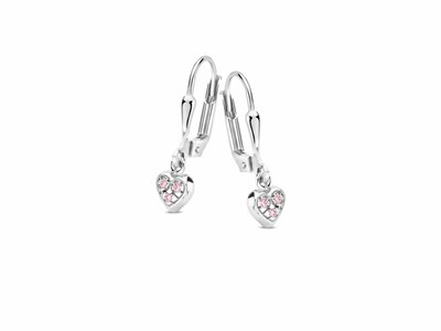 N.Princess | Boucles d'Oreilles | Argent | Coeur | Rose | PC064