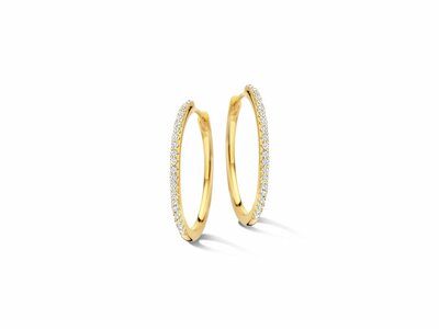 Naiomy Silver | Boucles d'Oreilles | Créoles Plaqué Or | Oxyde de Zirconium | ø25mm | N5E74