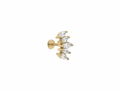 Loumya Steel | Piercing | Acier 316L | Doré | Oxyde de Zirconium | Tige 1.2x8mm | 155910JW