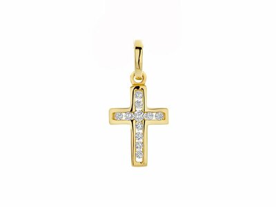 Loumya Gold "Or" | Pendentif | Croix | Or Jaune | Oxyde de Zirconium | 11.5x 8.5mm | AH0164C