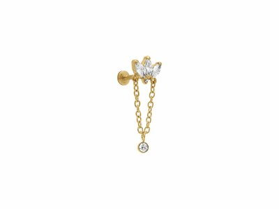 Loumya Steel | Piercing | Acier 316L | Doré | Oxyde de Zirconium | Tige 1.2x8mm | 155923JW