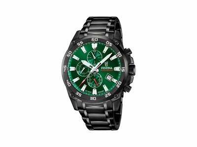 Festina | Homme | Quartz | Chrono | Acier PVD Noir | Vert | ø47mm | F20735/2