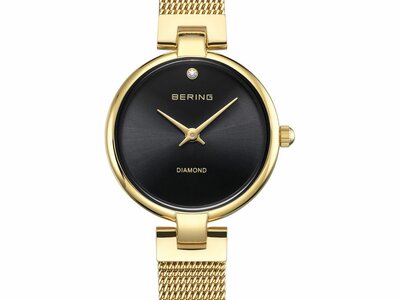 Bering | Femme | Quartz | Classic | Milanais Doré | Diamant | 24mm | 17724-332