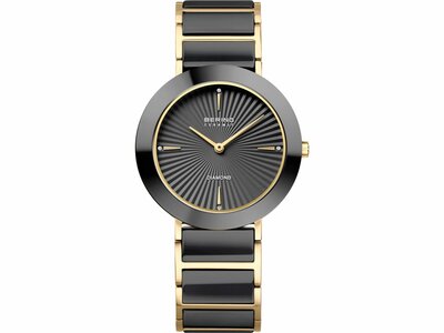 Bering | Femme | Quartz | Céramique | Doré | Noir | Diamants | ø34mm | 11435-732