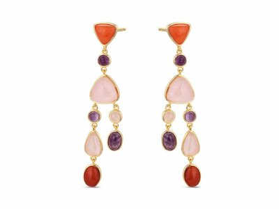 Lavida Pierres Nat | Boucles d'Oreilles | Plaqué Or | Pierres Naturelles | 9118548