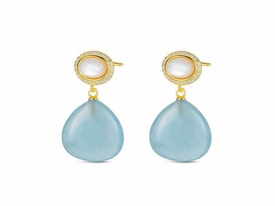 Lavida Pierres Nat | Boucles d'Oreilles | Plaqué Or | Pierres Naturelles | 9122505