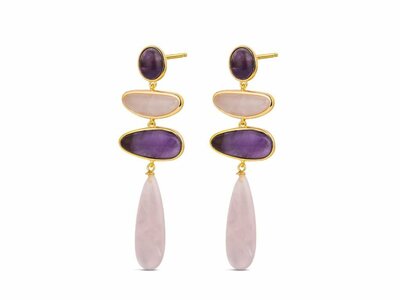 Lavida Pierres Nat | Boucles d'oreilles | Plaqué Or | Pierres Naturelles | 9118541