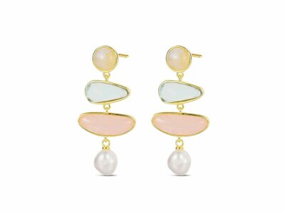 Lavida Pierres Nat | Boucles d'Oreilles | Plaqué Or | Pierres Naturelles | 9122503