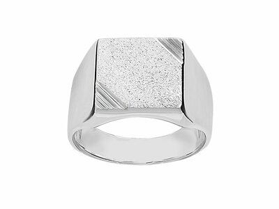 Saunier Arg. | Chevalière | Argent | Carrée Diamantée | 12x12mm |08501