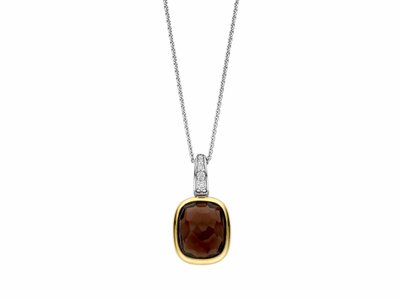 Ti Sento | Collier | Argent | Bicolore | Oxyde de Zirconium | Cristal | Marron |6852SQ