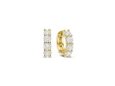 Ti Sento | Boucles d'Oreilles | Créoles | Plaqué Or|Oxyde de Zirconium | ø15mm|78023ZY