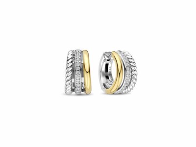Ti Sento | Boucles d'Oreilles | Créoles | Argent |Bicolore |Oxyde de Zirconium|78025ZY
