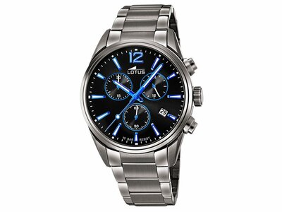 Lotus | Homme | Quartz | Chrono | Acier Inoxydable | Noir | 42mm | 18682/6