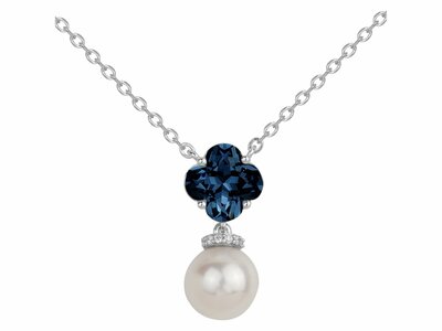 Griffe Rouge | Collier | Argent | Oxyde de Zirconium | Bleu | Perle d'Eau Douce | 80700034