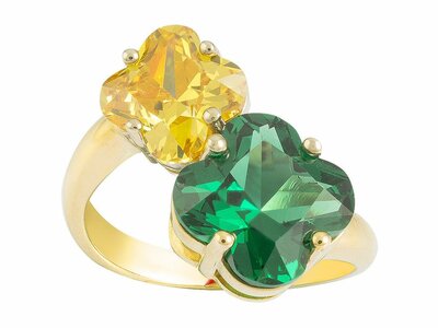 Griffe Rouge | Bague | Plaqué Or | Oxyde de Zirconium | Vert | Jaune | 86100012