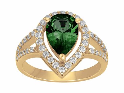Griffe Rouge | Bague | Plaqué Or | Oxyde de Zirconium | Vert | 86100015