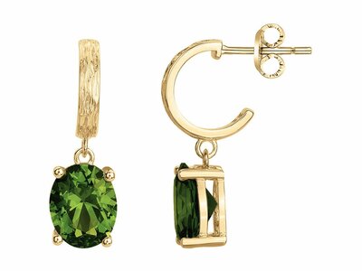 Griffe Rouge | Boucles d'Oreilles | Plaqué Or | Oxyde de Zirconium | Vert | 86400010