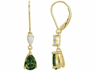 Griffe Rouge | Boucles d'Oreilles | Plaqué Or | Oxyde de Zirconium | Vert | 86400014