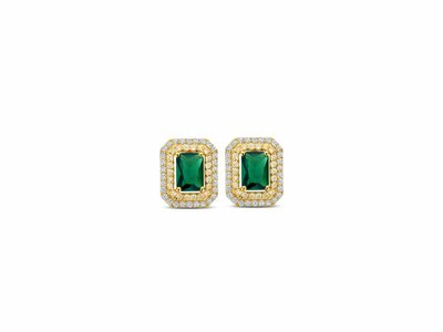 Naiomy Silver | Boucles d'Oreilles | Plaqué Or | Oxyde de Zirconium | Vert | N5L63