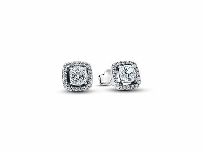 Pandora | Boucles d'Oreilles | Halo | Carré Scintillant | 293551C02