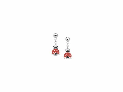 N.Princess | Boucles d'Oreilles | Argent | Coccinelle | Rouge | Noir | PD102