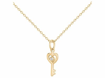 La Garçonne Diamant | Collier | Plaqué Or | Diamant 0.015ct | Clé | 26700079