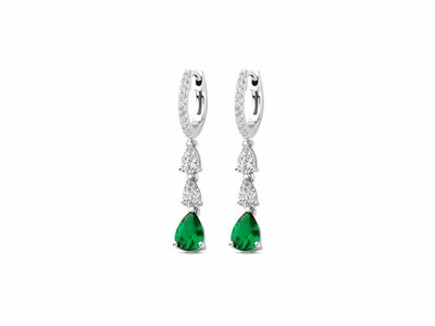 Naiomy Silver | Boucles d'Oreilles | Créoles | Argent | Oxyde de Zirconium | Vert | N5L53