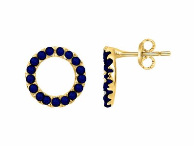 Loumya Silver | Boucles d'Oreilles | Plaqué Or | Oxyde de Zirconium | Bleu | 7mm | 76400408