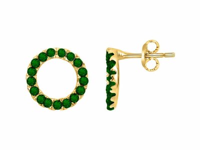 Loumya Silver | Boucles d'Oreilles | Plaqué Or | Oxyde de Zirconium | Vert | 7mm | 76400409