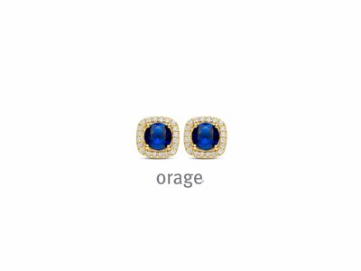 Orage | Boucles d'Oreilles | Plaqué Or | Oxyde de Zirconium | Bleu | BB040