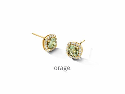 Orage | Boucles d'Oreilles | Plaqué Or | Oxyde de Zirconium | Vert | BB177