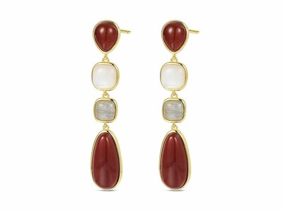 Lavida Pierres Nat | Boucles d'Oreilles | Plaqué Or | Pierres Naturelles | 9124930