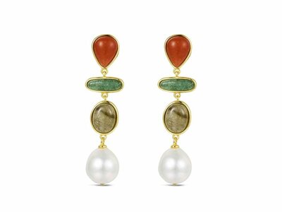 Lavida Pierres Nat | Boucles d'Oreilles | Plaqué Or | Pierres Naturelles | 9124938