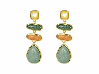 Lavida Pierres Nat | Boucles d'Oreilles | Plaqué Or | Pierres Naturelles | 9125190