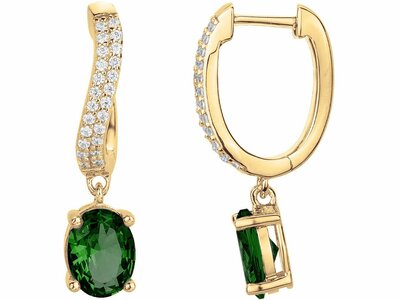 Griffe Rouge | Boucles d'Oreilles | Plaqué Or | Oxyde de Zirconium | Vert | 86400020