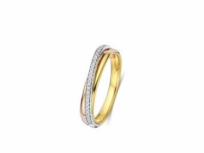 Loumya Gold "Or" | Bague | Or Jaune | Tricolore | 25 Diamants 0.100ct | 070197/A