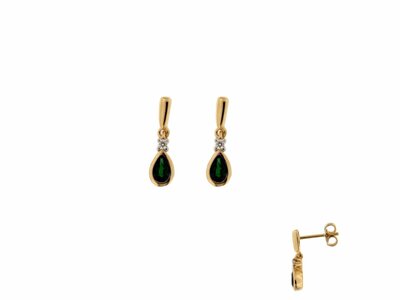 Loumya Gold "Or" | Boucles d'Oreilles | Or jaune | Diamants 0.030ct | Emeraudes | 0070190/EA