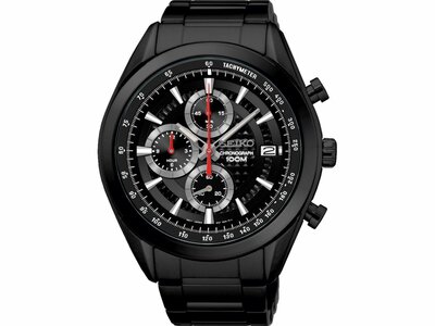 Seiko | Homme | Quartz | Chrono | Acier PVD Noir | 45mm | SSB179P1