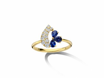 Loumya Gold "Or" | Bague | Or Jaune | Diamants 0.33ct | Saphirs 0.59ct | D25-033