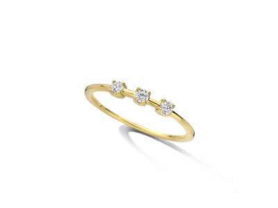 Loumya Gold "Or" | Bague | Trilogie | Or Jaune | Diamants 0.14ct | S915