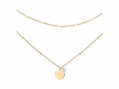 La Garçonne Diamant | Collier | Double | Plaqué Or | Diamant 0.015ct |  26700043