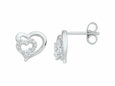 Loumya Silver | Boucles d'Oreilles | Argent | Oxyde de Zirconium | Coeur | 70400040