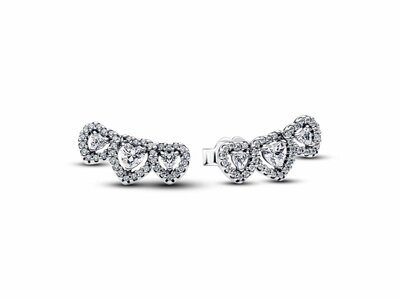 Pandora | Boucles d'Oreilles | Trilogie de Coeurs et Halo | 294411C01