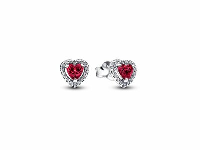 Pandora | Boucles d'Oreilles | Argent | Coeur Rouge | 298427C04