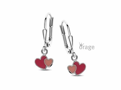 Orage Kids | Boucles d'Oreilles | Argent | Email | Coeur | K2925