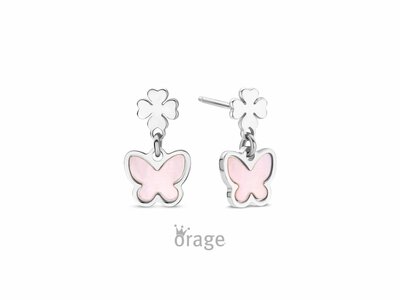 Orage Kids | Boucles d'Oreilles | Argent | Papillon | Nacre Rose | K2927