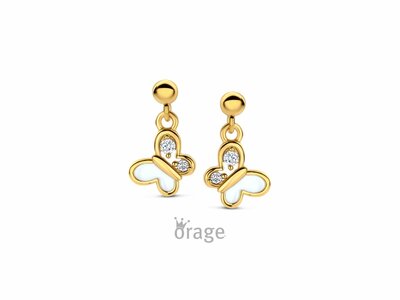 Orage Kids | Boucles d'Oreilles | Plaqué Or | Papillon | K3110