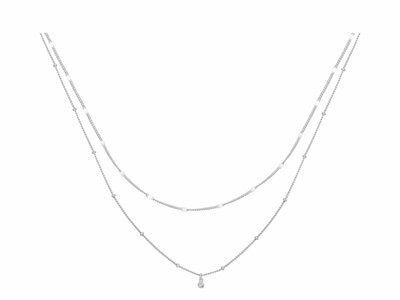 La Garçonne Diamant | Collier | Double | Argent | Diamant 0.015ct | 20700077
