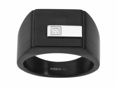 Phebus | Chevalière | PVD Noir | Diamant | 15-0301